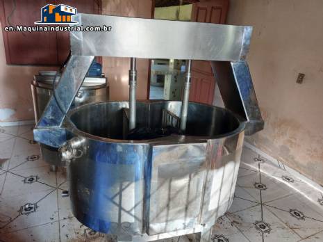 Queijomatic 300-liter stainless steel jacketed cheese mixing tank