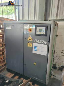 Atlas Copco 30 hp GA 22 FF screw air compressor with integrated air dryer.