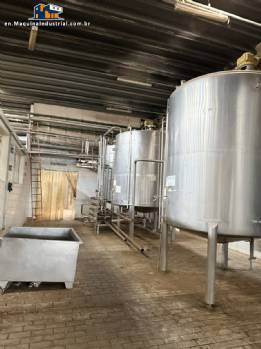 Stainless steel mixing tank for dairy products.
