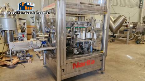 Automatic stainless steel labeling machine with two heads for Narita self-adhesive labels